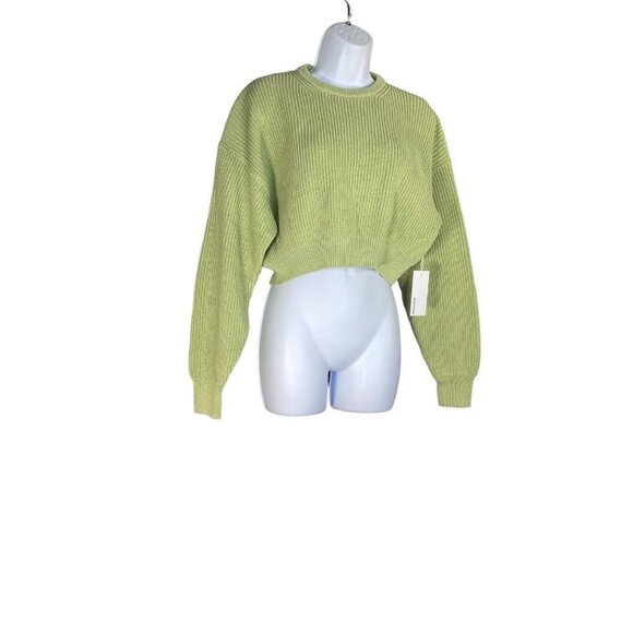 Reformation Womens Sami Cropped Sweater Pullover Green Organic Cotton Sz Medium - Picture 3 of 8